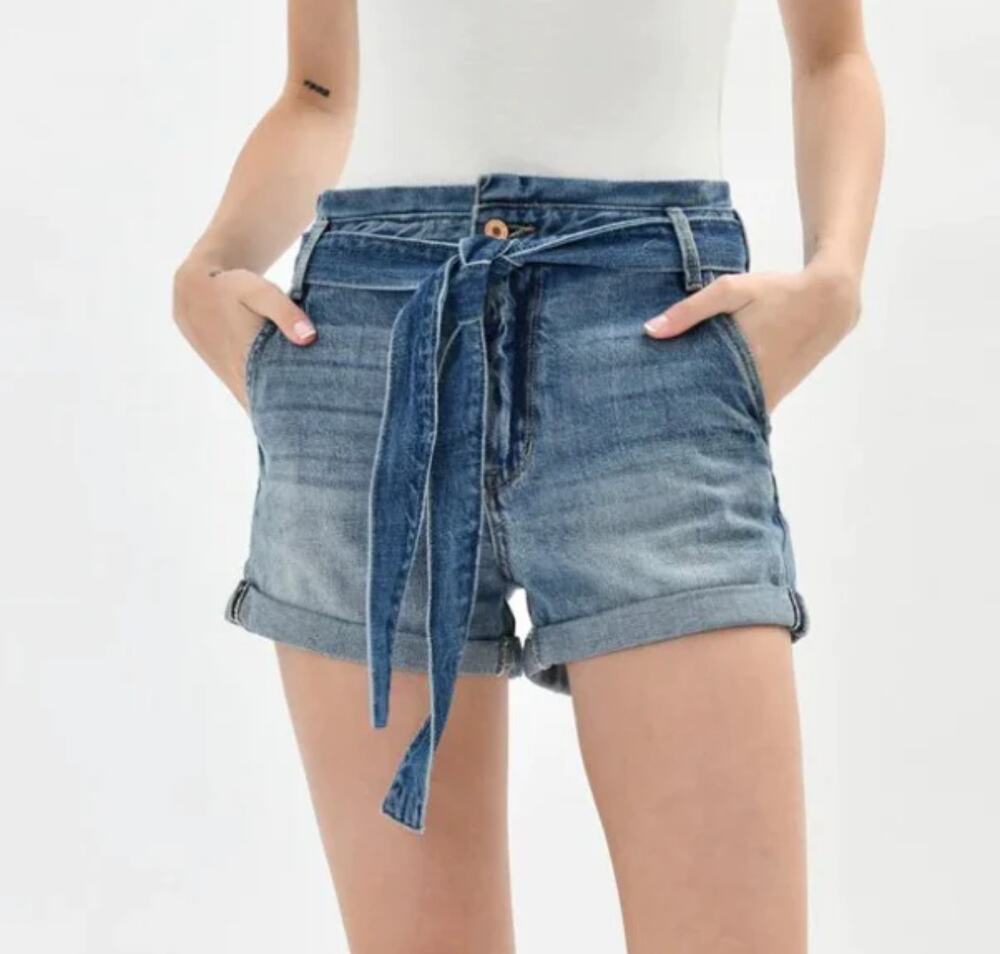 Kancan Paperbag High Rise Denim Jean Shorts Size 14